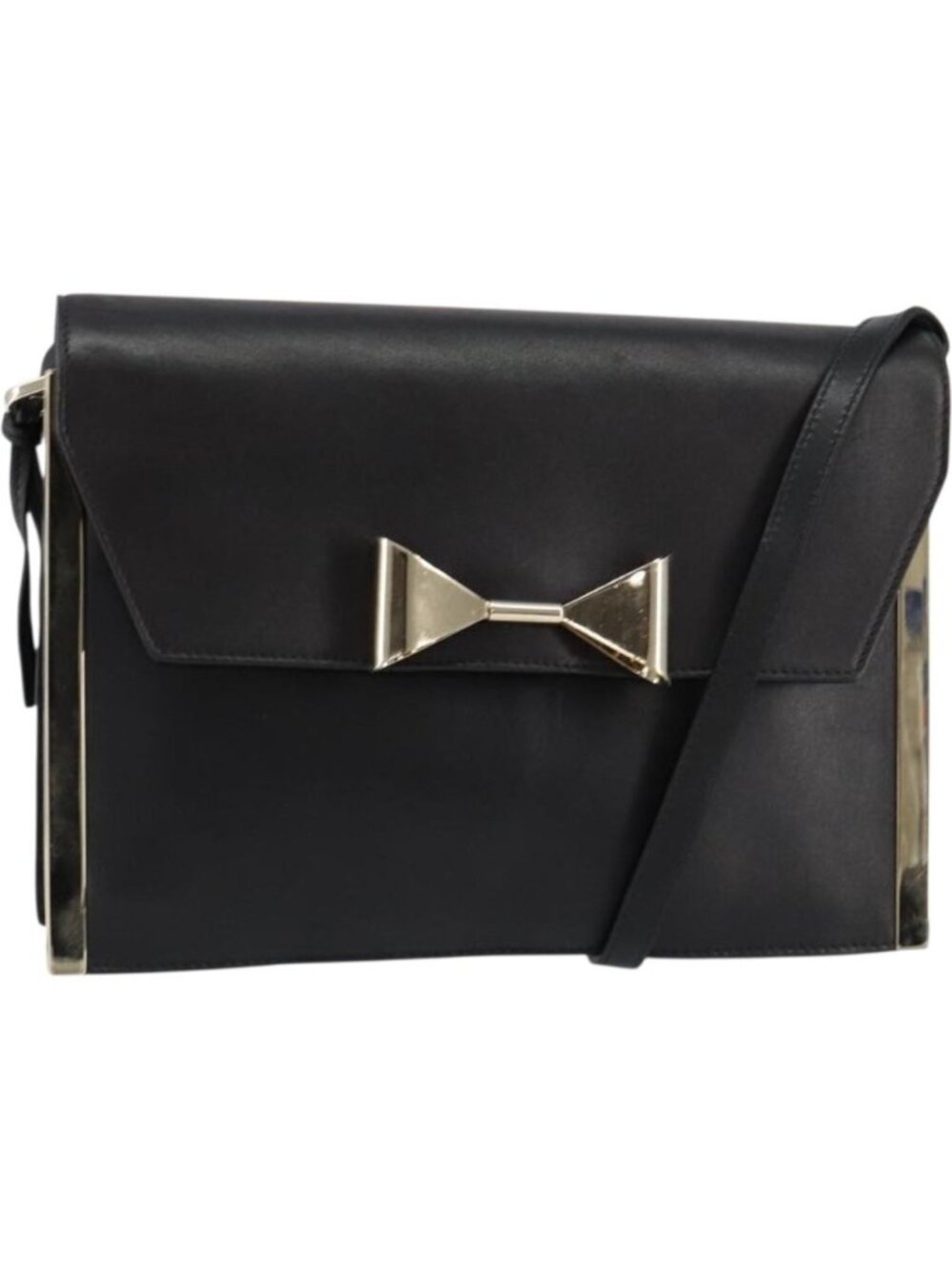 Chloe Shoulder Bag Leather Black Gold